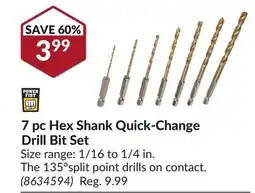 Princess Auto 7 pc Hex Shank Quick-Change Drill Bit Set offer