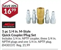 Princess Auto 5 pc 1/4 in. M-Style Quick Coupler/Plug Set offer