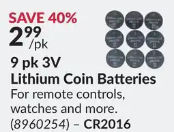 Princess Auto 9 pk 3V Lithium Coin Batteries offer