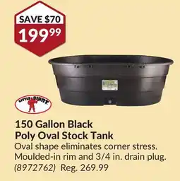 Princess Auto Little Giant 150 Gallon Black Pol y Oval Stock Tank offer