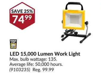 Princess Auto LED 15,000 Lumen Work Light offer