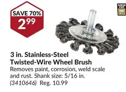 Princess Auto Power Fist 3 in. Stainless-Steel Twisted-Wire Wheel Brush offer