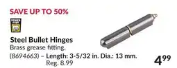 Princess Auto Steel Bullet Hinges Length: 3-5/32 in. Dia.: 13 mm offer