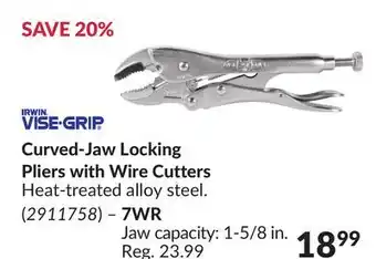 Princess Auto Curved-Jaw Locking Pliers with Wire Cutters offer