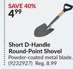 Princess Auto Short D-Handle Round-Point Shovel offer