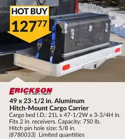 Princess Auto 49 x 23-1/2 in. Aluminum Hitch-Mount Cargo Carrier offer