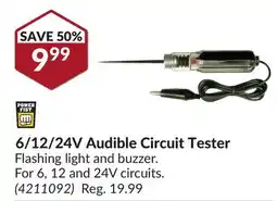 Princess Auto 6/12/24V Audible Circuit Tester offer