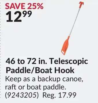 Princess Auto 46 to 72 in. Telescopic Paddle/Boat Hook offer