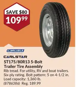 Princess Auto ST175/80R13 5-Bolt Trailer offer