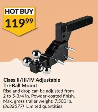 Princess Auto Class II/III/IV Adjustable Tri-Ball Mount offer