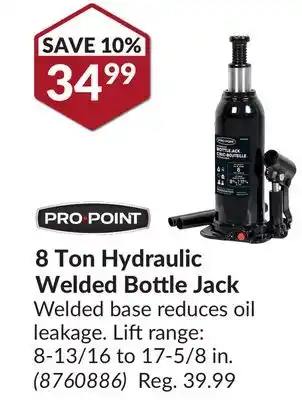 Princess Auto Pro Point 8 Ton Hydraulic Welded Bottle Jack offer