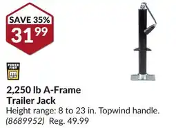 Princess Auto 2,250 lb A-Frame Trailer Jack offer