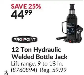 Princess Auto 12 Ton Hydraulic Welded Bottle Jack offer