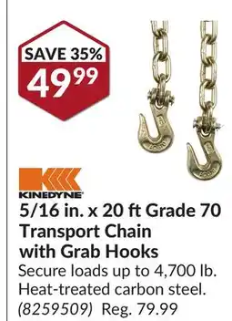 Princess Auto 5/16 in. x 20 ftGrade 70 Transport Chain with Grab Hooks offer