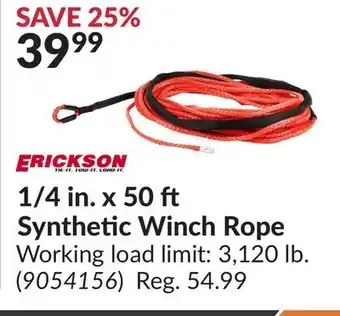 Princess Auto 1/4 in. x 50 Synthetic Winch Rope offer