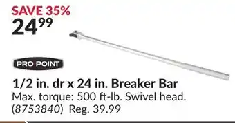 Princess Auto 1/2 in. dr x 24 in. Breaker Bar offer