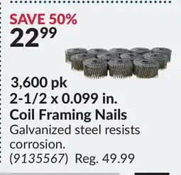 Princess Auto 3,600 pk 2-1/2 x 0.099 in. Coil Framing Nails offer