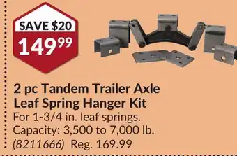 Princess Auto 2 pc Tandem Trailer Axle Leaf Spring Hanger Kit offer