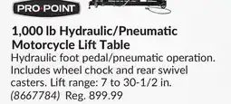 Princess Auto 1,000 lb Hydraulic/Pneumatic Motorcycle Lift Table offer
