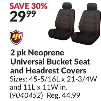 Princess Auto 2 pk Neoprene Universal Bucket Seat and Headrest Covers offer