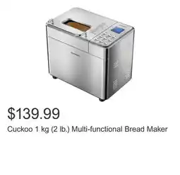 Costco Cuckoo 1 kg (2 lb.) Multi-functional Bread Maker offer
