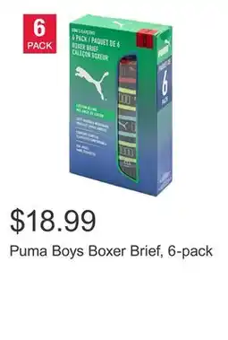 Costco Puma Boys Boxer Brief, 6-pack offer