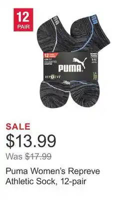 Costco Puma Women's Repreve Athletic Sock, 12-pair offer