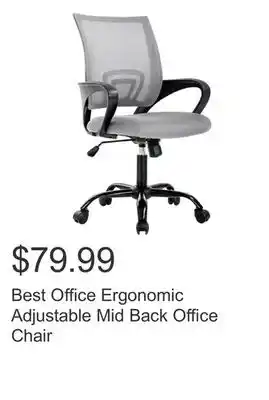 Costco Best Office Ergonomic Adjustable Mid Back Office Chair offer