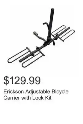 Costco Erickson Adjustable Bicycle Carrier with Lock Kit offer