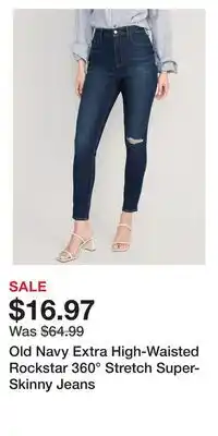 Old Navy Old Navy Extra High-Waisted Rockstar 360° Stretch Super-Skinny Jeans offer
