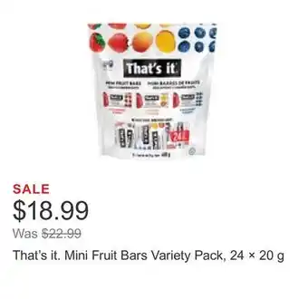Costco That's it. Mini Fruit Bars Variety Pack, 24 × 20 g offer
