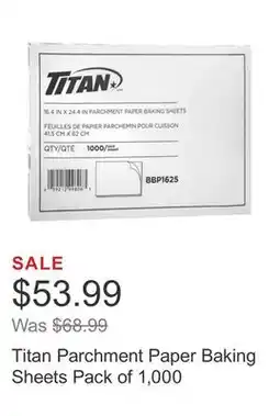 Costco Titan Parchment Paper Baking Sheets Pack of 1,000 offer