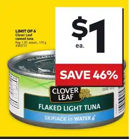 Giant Tiger Clover Leaf canned tuna offer