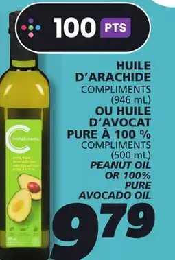 IGA COMPLIMENTS PEANUT OIL OR 100% PURE AVOCADO OIL offer