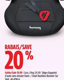 Canadian Tire Harmony Dash Backless Booster Car Seat offer