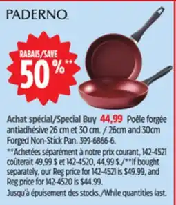 Canadian Tire Paderno 26cm and 30cm Forged Non-Stick Pan offer