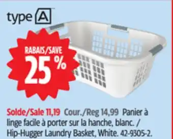 Canadian Tire Type A Hip-Hugger Laundry Basket, White offer