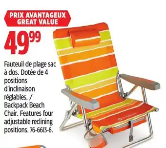 Canadian Tire OUTBOUND Backpack Beach Chair offer