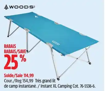 Canadian Tire Woods Instant XL Camping Cot offer