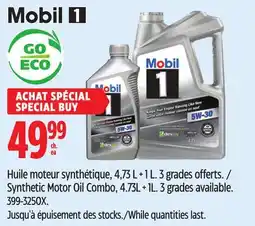Canadian Tire Mobil 1 Synthetic Motor Oil Combo, 4.73L + 1L offer