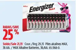 Canadian Tire Energizer MAX Alkaline Batteries, 36/AA offer