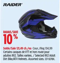 Canadian Tire Raider Selected RX2 Adult Dirt Bike/ATV Helmets offer