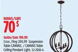 Canadian Tire CANVAS Tobin Ceiling Pendant Light offer
