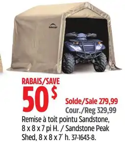 Canadian Tire Shelter Logic Sandstone Peak Shed, 8 x 8 x 7' h offer