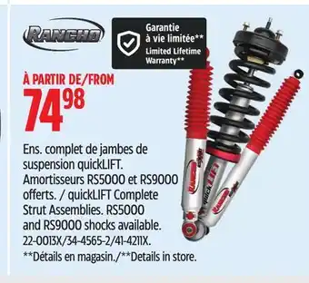 Canadian Tire Rancho QuickLIFT Complete Strut Assemblies offer