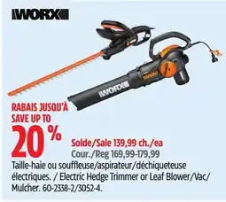 Canadian Tire Worx Electric Hedge Trimmer or Leaf Blower/Vac/ Mulcher offer