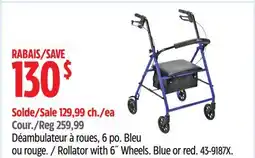 Canadian Tire Drive Rollator with 6 Wheels offer