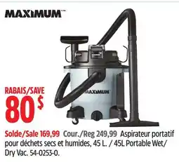 Canadian Tire MAXIMUM 45L Portable Wet/Dry Vac offer