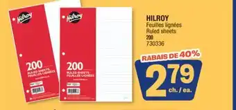 Jean Coutu HILROY Ruled sheets offer