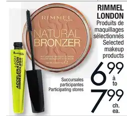 Jean Coutu RIMMEL LONDON Selected makeup products offer